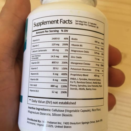 The list of Folexin Ingredients listed on the supplement facts.